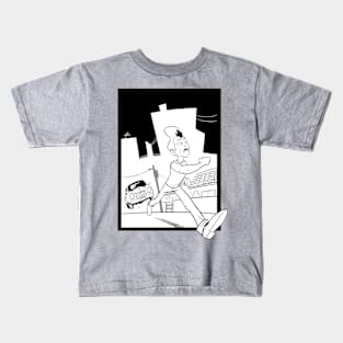 Teddy Escapes (B&W) Kids T-Shirt